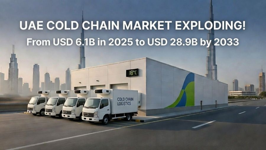 Temperature-controlled chiller van in Dubai skyline – cold chain market explosion